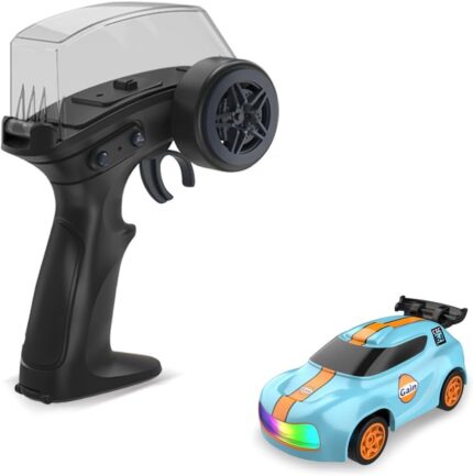 FEXXA Dash Remote Control Car | 2.4Ghz, 1:64 Scale | Rc Cars, Remote Control Car Toy, Rc Drifting Cars, Interchangable Wheel Sleeves, 4 Light & 2 Speed Modes (K13 Blue)