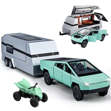 1.32 SCALE TESLA CYBERTRUCK TRAILER-GREEN